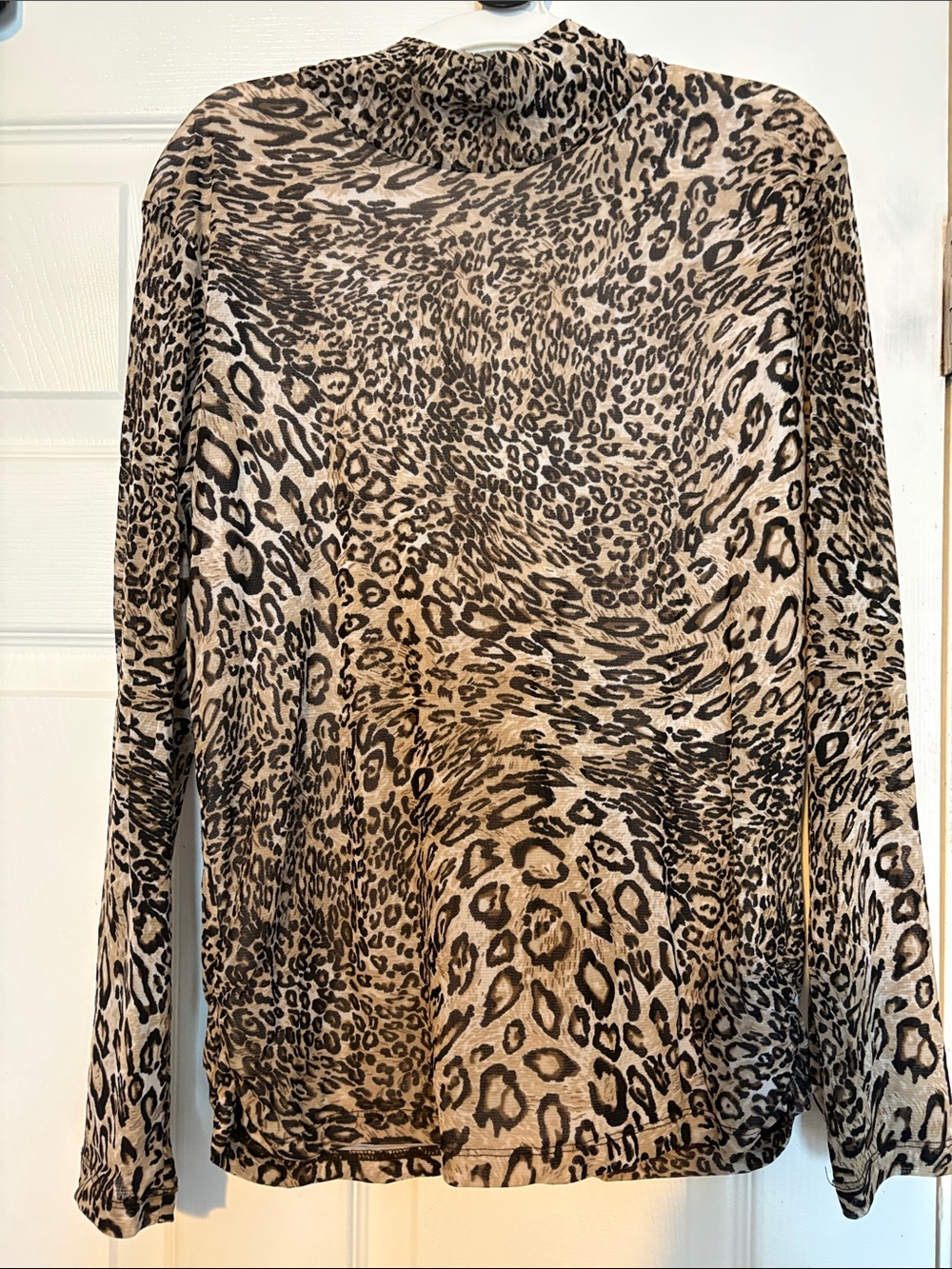 Chico's Leopard Print Long-Sleeve Turtleneck Top - Tan & Black